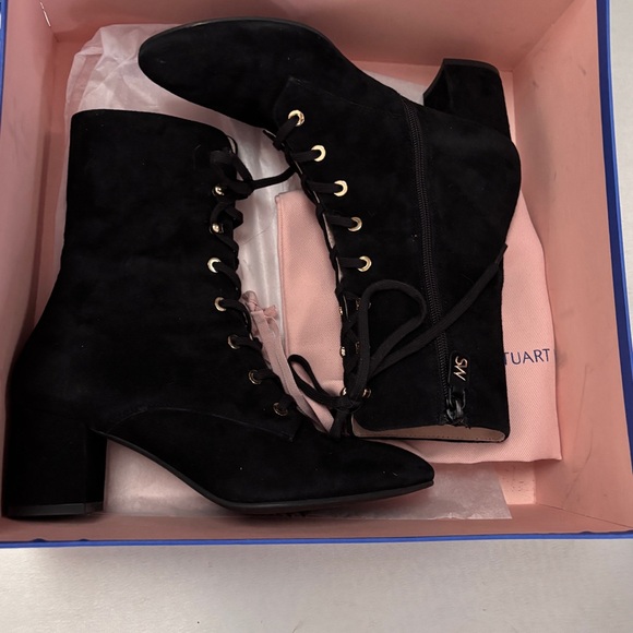 Stuart Weitzman  Black Lace-Up Ankle Boots 7.5 - Picture 15 of 15